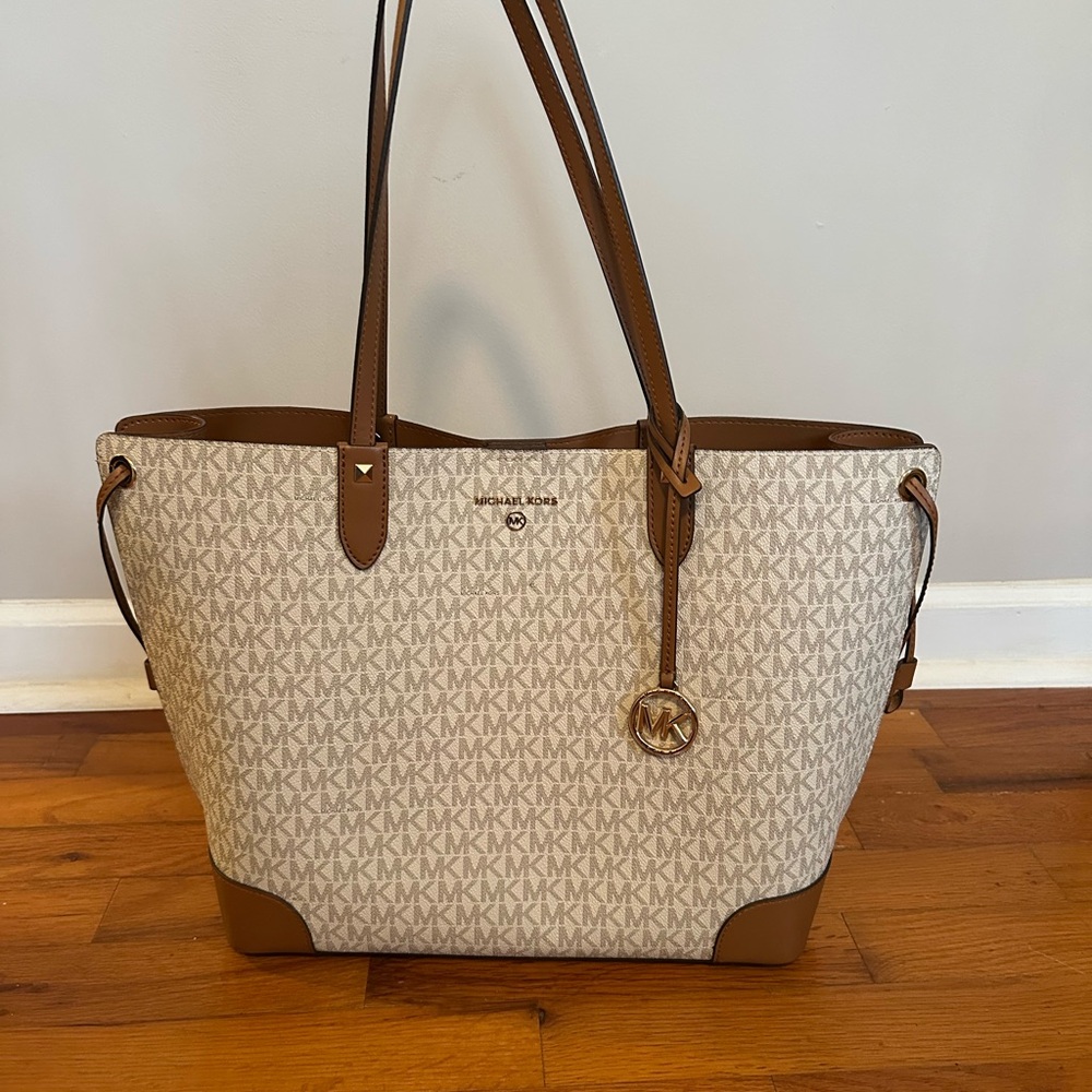 Michael Kors Signature Cream and Brown Tote